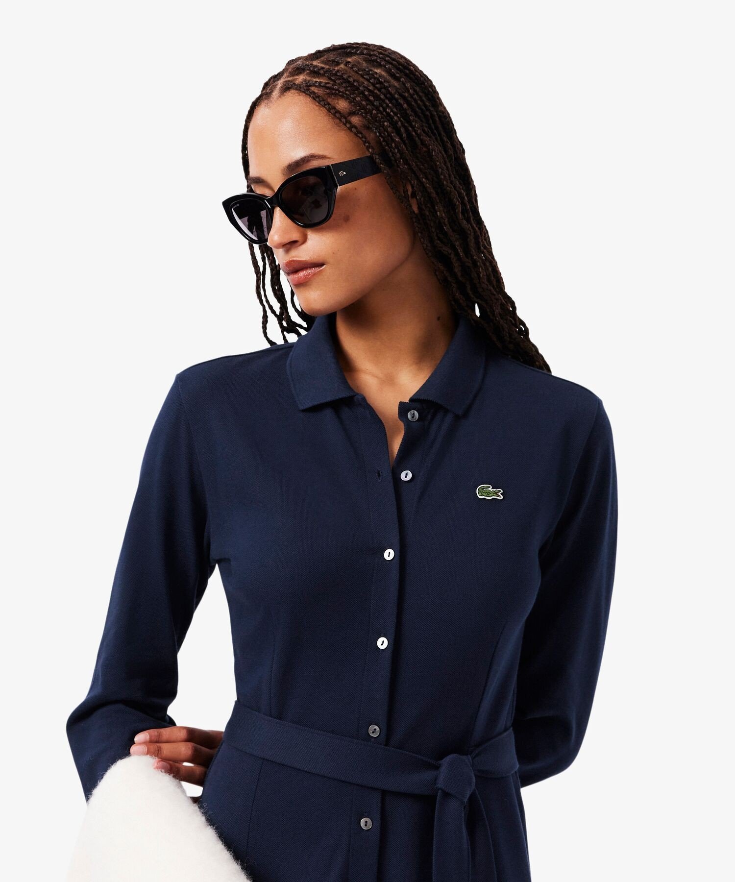 Платье-рубашка LACOSTE Navy из пике с воротником-поло — фото 2