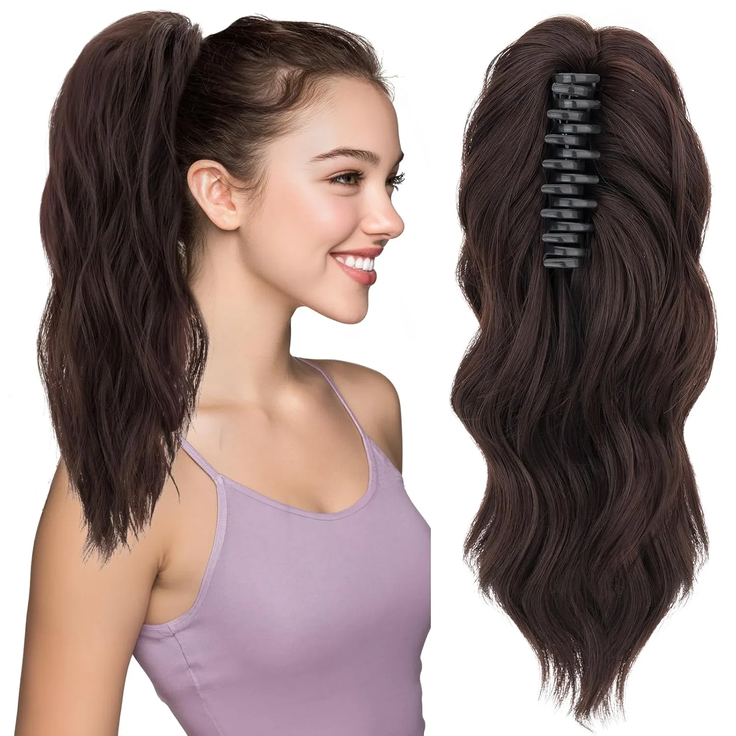 Накладной хвост TESS с заколкой, 30 см, волнистый, светло-коричневый Tess, 2-33# Light Brown