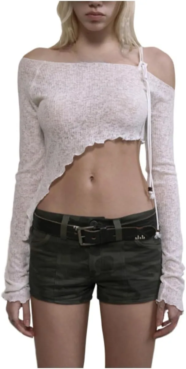 

Асимметричная рубашка офф-шолдер с завязками Best Rose