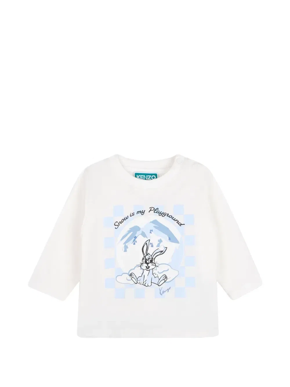 Футболка с длинными рукавами с графическим принтом Kenzo Kids, белый