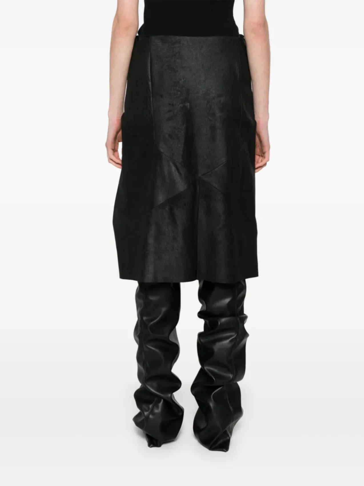 Кожаная юбка миди Rick Owens, черный — фото 4