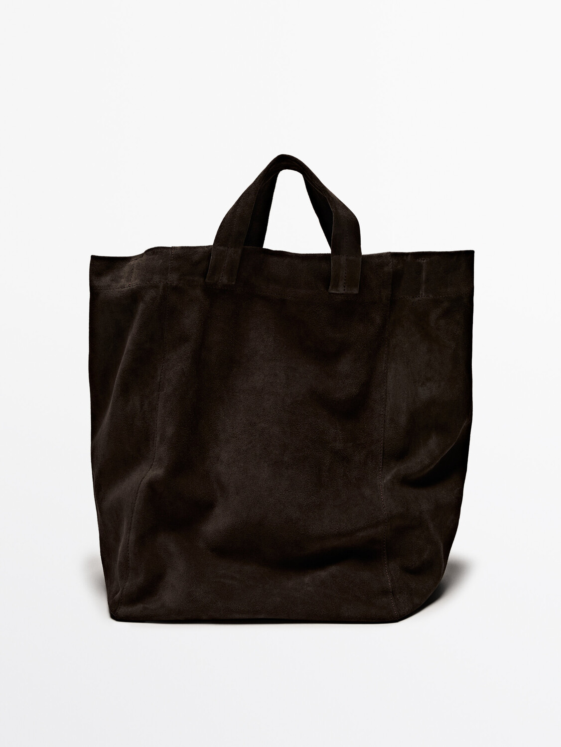 

Замшевая кожаная сумка-сэтчер Massimo Dutti, коричневый