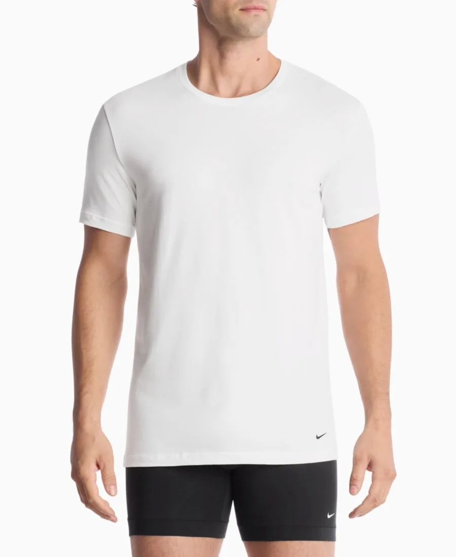 Мужские хлопковые эластичные майки с круглым вырезом Dri-FIT Essential, комплект из 2 штук Nike, белый — фото 2