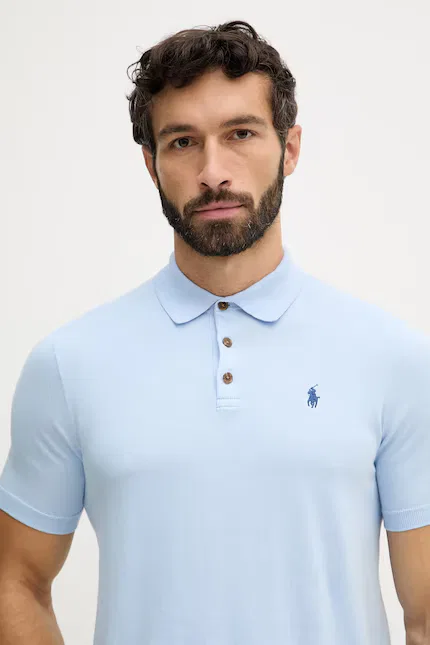 Свитер с коротким рукавом классический Polo Ralph Lauren, синий — фото 4