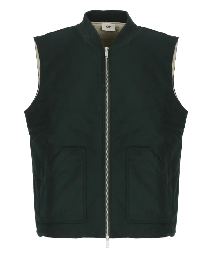

Зеленый жилет из шерстяной смеси, безрукавка Autry, зеленый