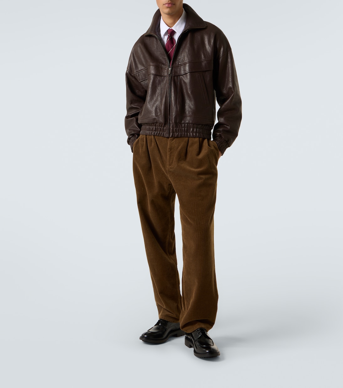 Хлопковые вельветовые брюки с широкими штанинами Saint Laurent, Cinnamon Beige — фото 2