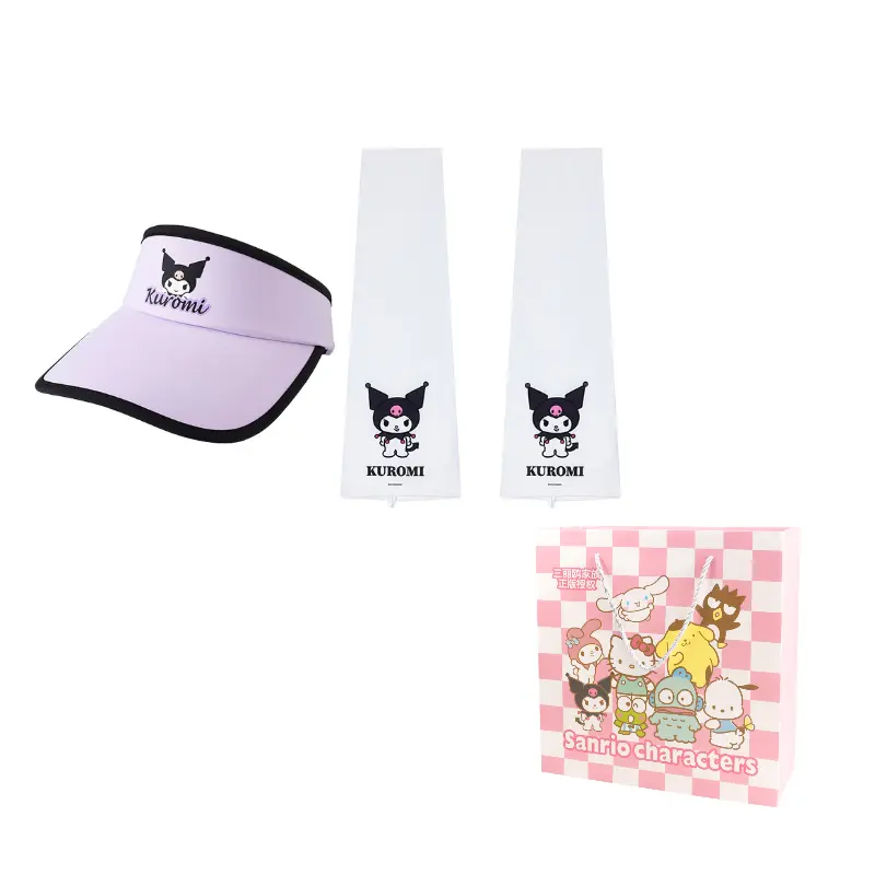 

Sanrio Куломская панама из полиамида унисекс, Kuromi Visor Sun Protection Hat+Cooling Arm Sleeves