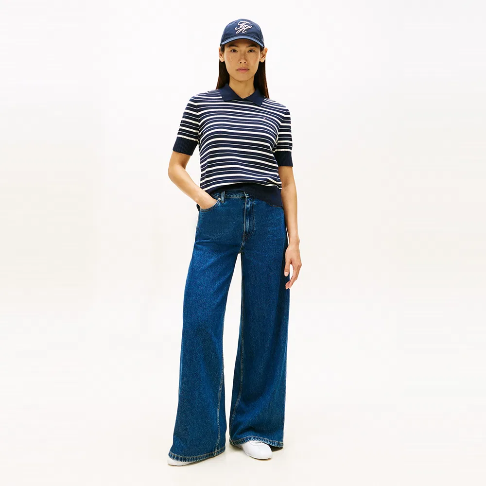Женский хлопковый джерси-поло свитер тёмно-синий от Tommy Hilfiger Women — фото 2