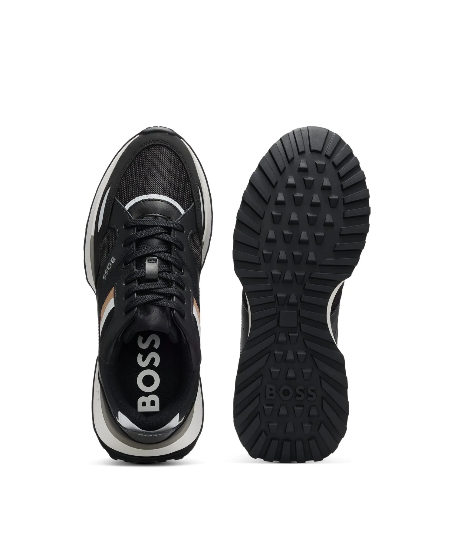 Мужские кроссовки из синтетической кожи с сеткой Boss Black белые — фото 4