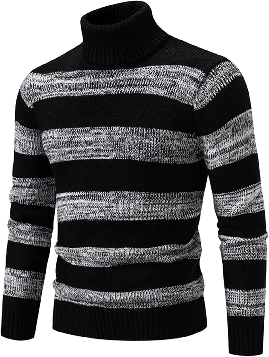

NATHGAM мужской полосатый пуловер Slim Fit Mock Neck