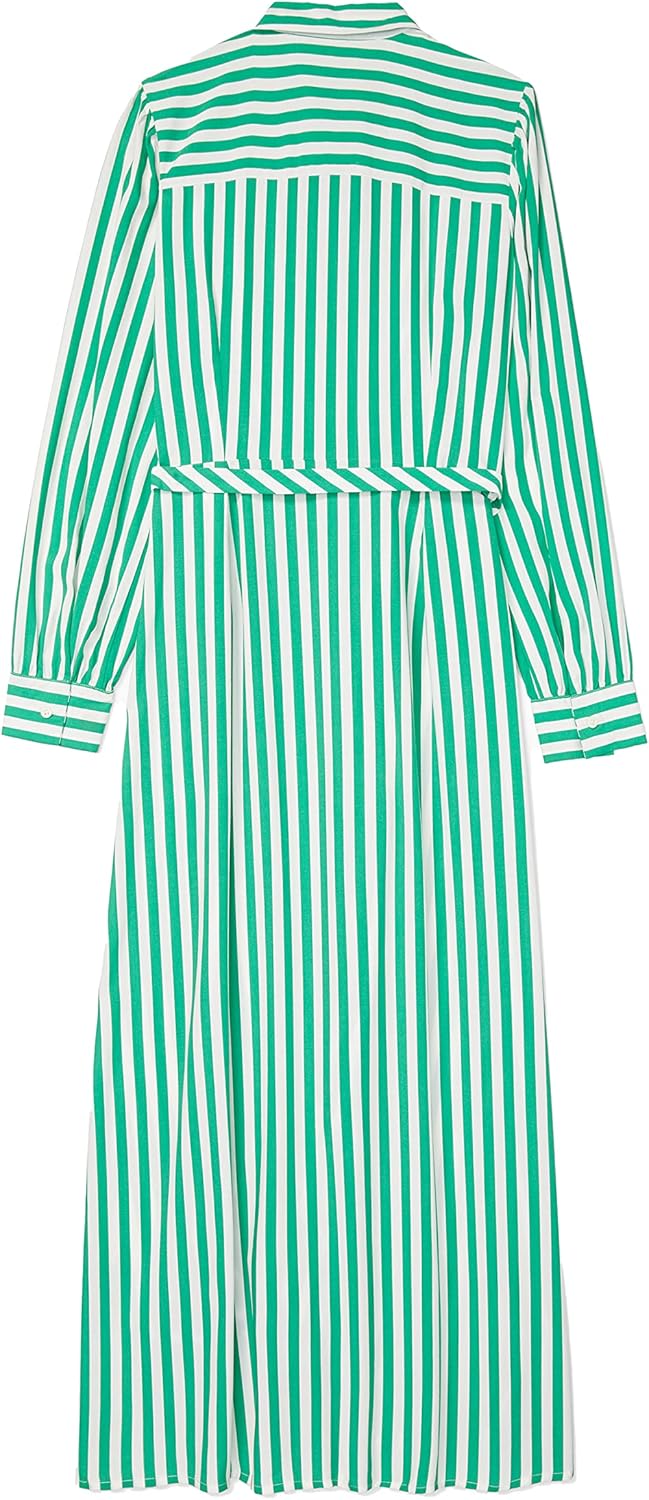Женское платье-рубашка в полоску Tommy Hilfiger с магнитной застежкой, Primary Green Multi — фото 2