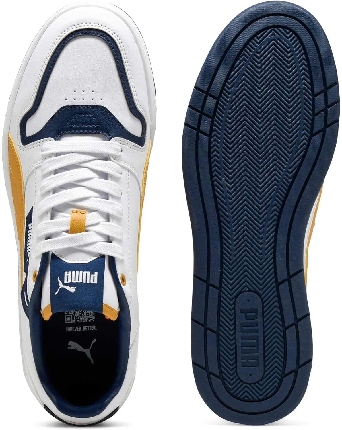 Кроссовки Puma Unisex Court Classic Street Trainers, Puma White Archive Gold Persian Blue — фото 4