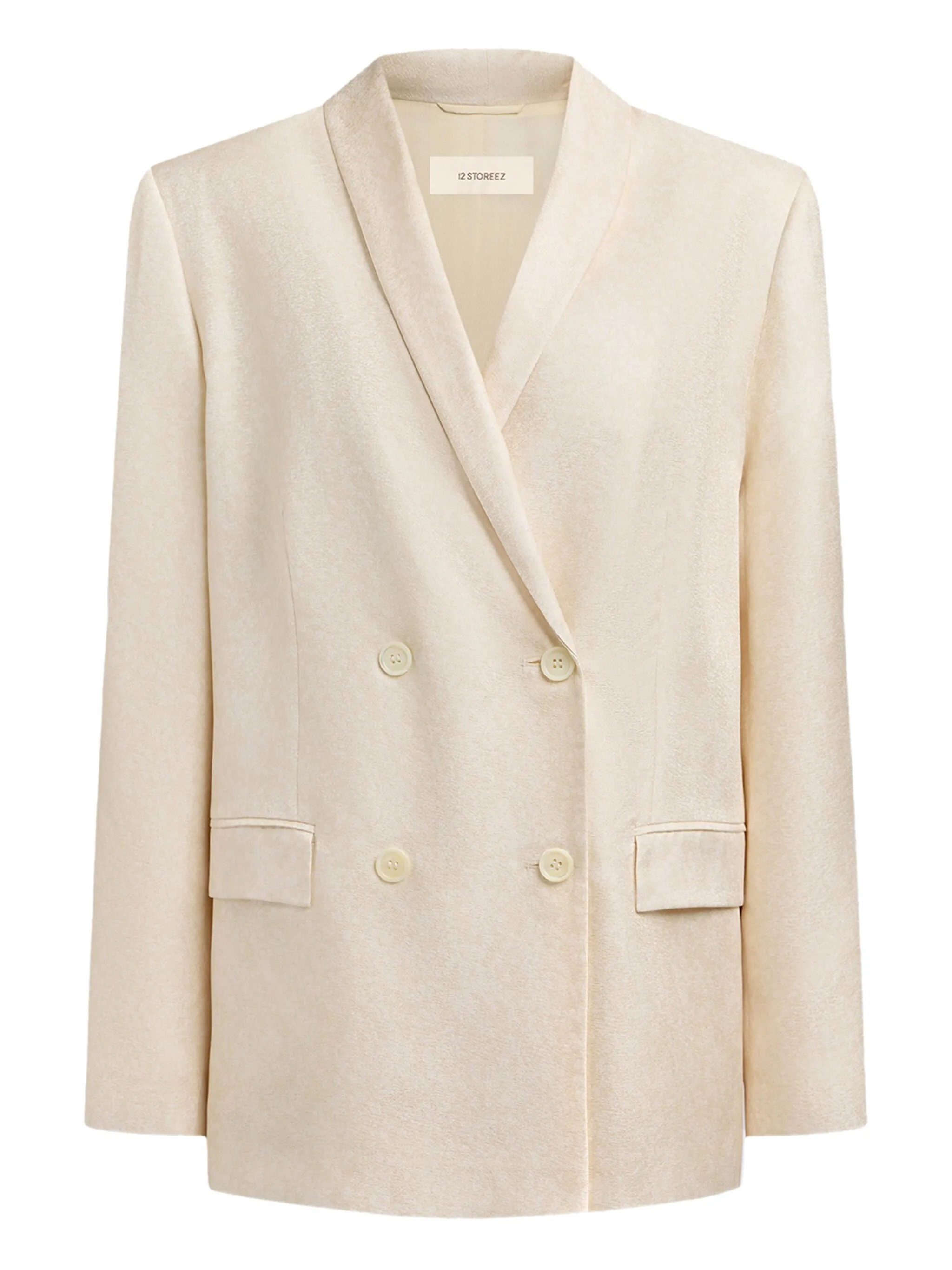 

Шелковый двубортный пиджак 12 Storeez, бежевый