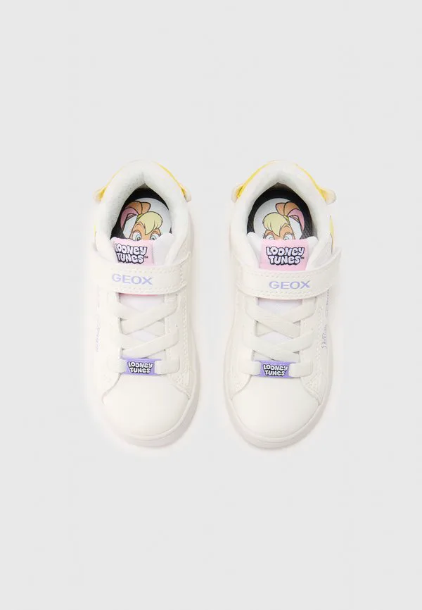 Кроссовки для девочек с лупой из мультфильмов looney tunes Geox, White/Yellow — фото 4