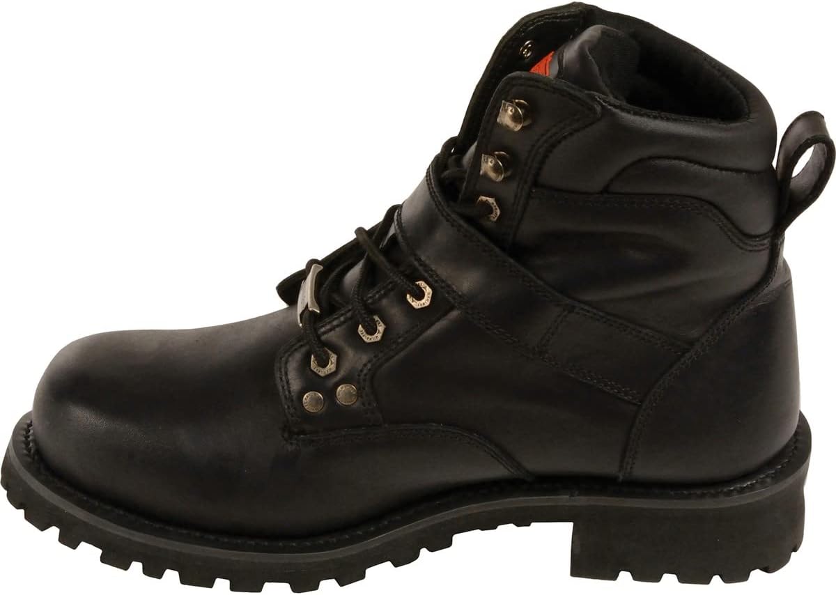 Мужские сапоги Milwaukee Leather с 15 см боковым ремнем, круглый носок, черные — фото 3
