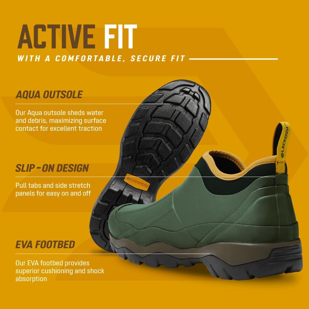 Мужские резиновые сапоги LaCrosse Alpha Muddy 4.5 с водонепроницаемой резиной, конструкцией типа 'на пуантах' и стелькой EVA, зеленый — фото 3