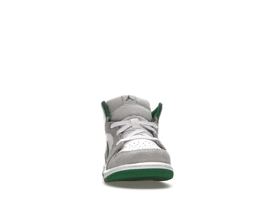 Детские Кроссовки с принтом Jordan 1 Mid SE Jordan, White/Pine Green/Light Smoke Grey — фото 2