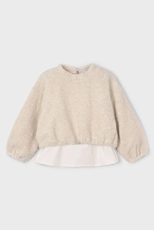 Детские свитшот для девочек из плюша Mayoral, Beige