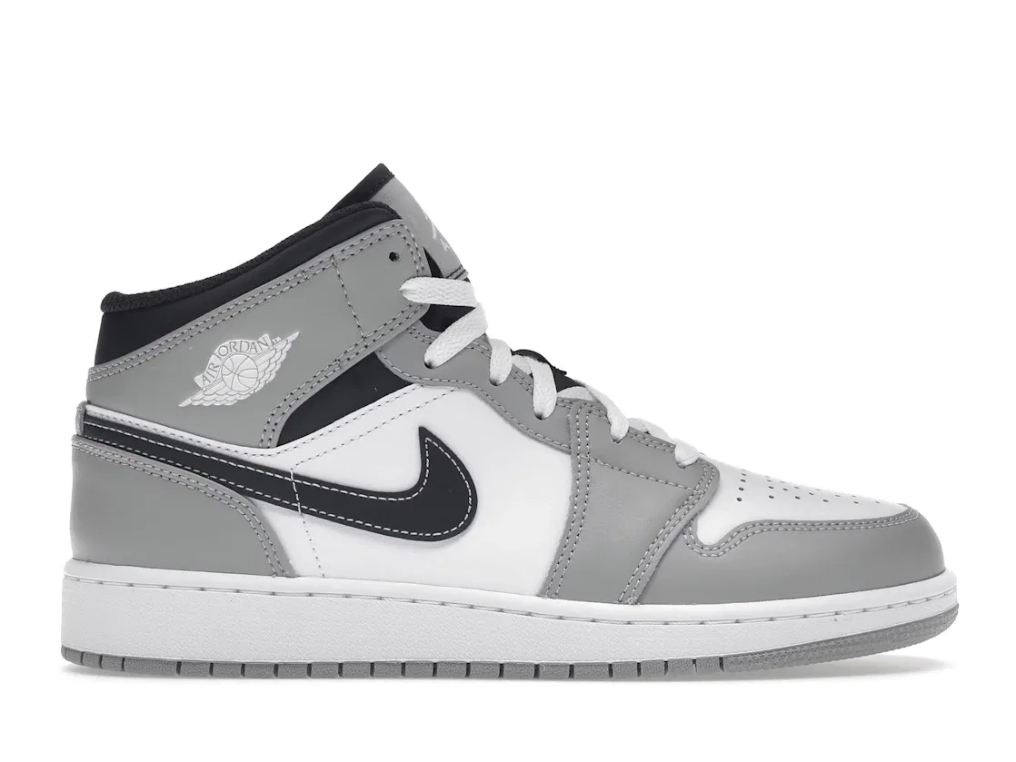 Детские кроссовки Lifestyle с принтом Jordan 1 Mid Greyscale (GS) Jordan, Grey/Black/Anthracite/White
