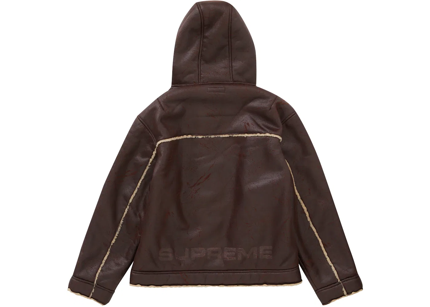 Мужская куртка с капюшоном из искусственного меха Supreme Faux Shearling Hooded Jacket (SS23) Supreme, Brick — фото 3