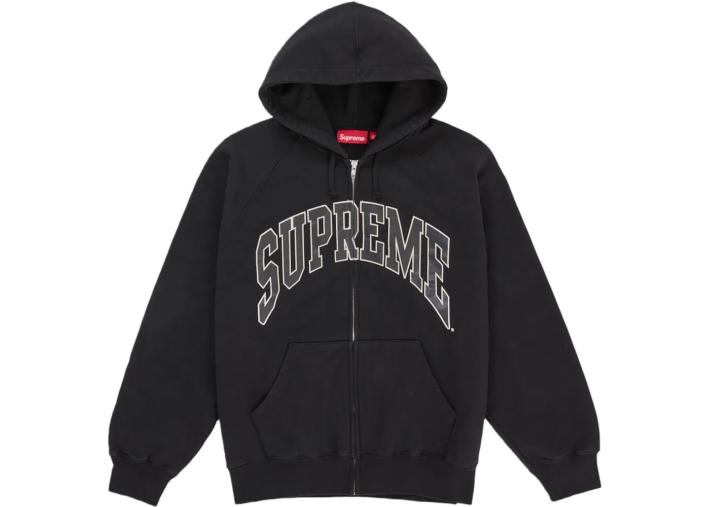 Мужская худи с разрезным рукавом Supreme Cracked Raglan Zip Up Hooded Sweatshirt Black, Black