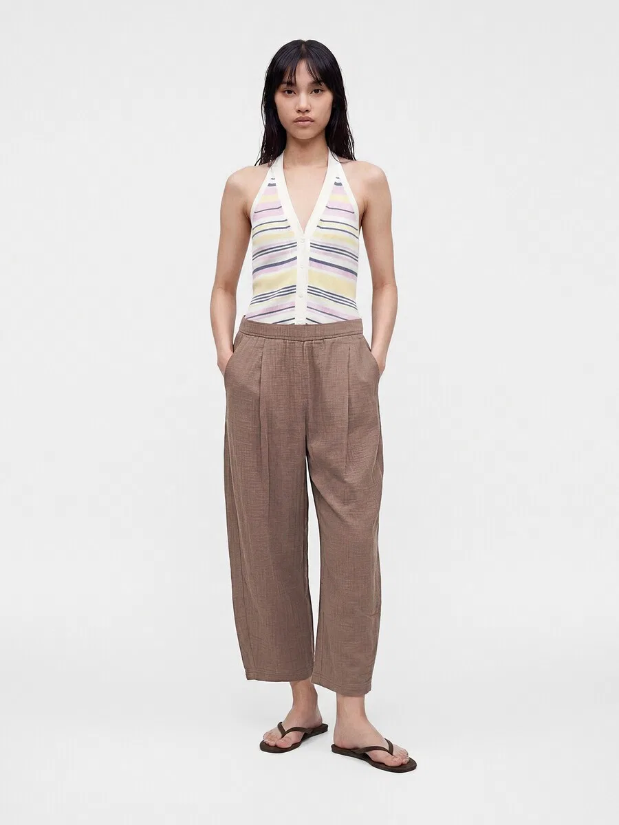 Брюки GAP Barrel Pleat-Front цвета мокко — фото 3