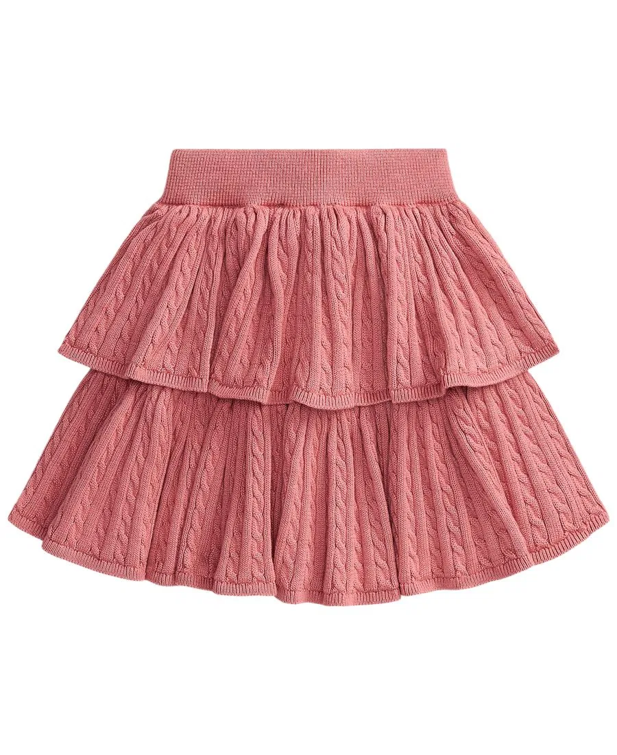 Юбка хлопковая с ярусным кроем Mini-Cable Polo Ralph Lauren, Canvas Pink — фото 4