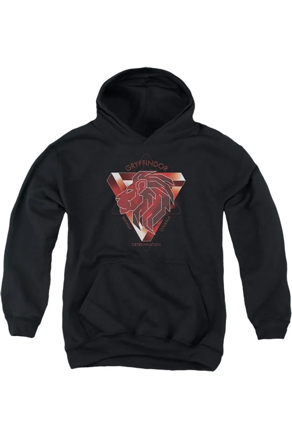 Детское худи с капюшоном на молнии с принтом Harry Potter Gryffindor Bravery Courage Determination Gildan, черный