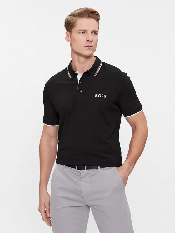 Поло regular fit Paddy Pro Boss, черный