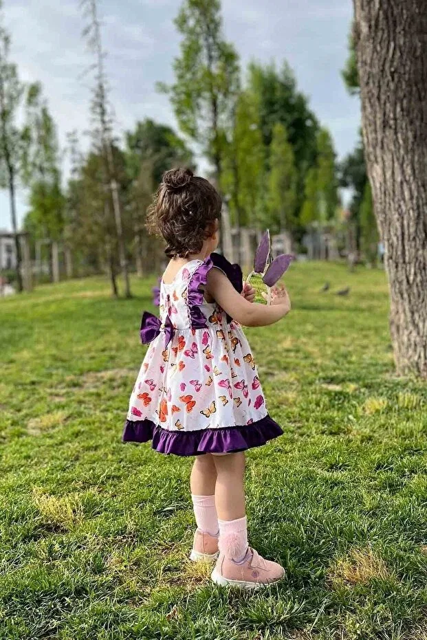 Детское платье для девочек с принтом Butterfly patterned Bertuğ Bebek, Multicolor — фото 2