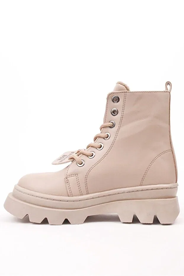 Детские ботинки для девочек на плоском ходу Thick sole cold proof laced and zippered boots Rıdvan Çelik, Nude Skin — фото 4