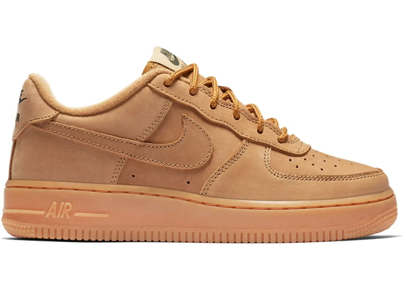 Детские кроссовки с длинным рукавом Nike Air Force 1 Low, Flax/Flax-Outdoor Green-Gum Light Brown
