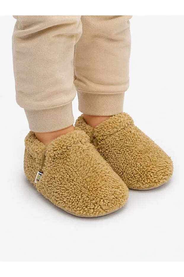 Детские пинетки из флиса с принтом Organic Funny Baby, Beige