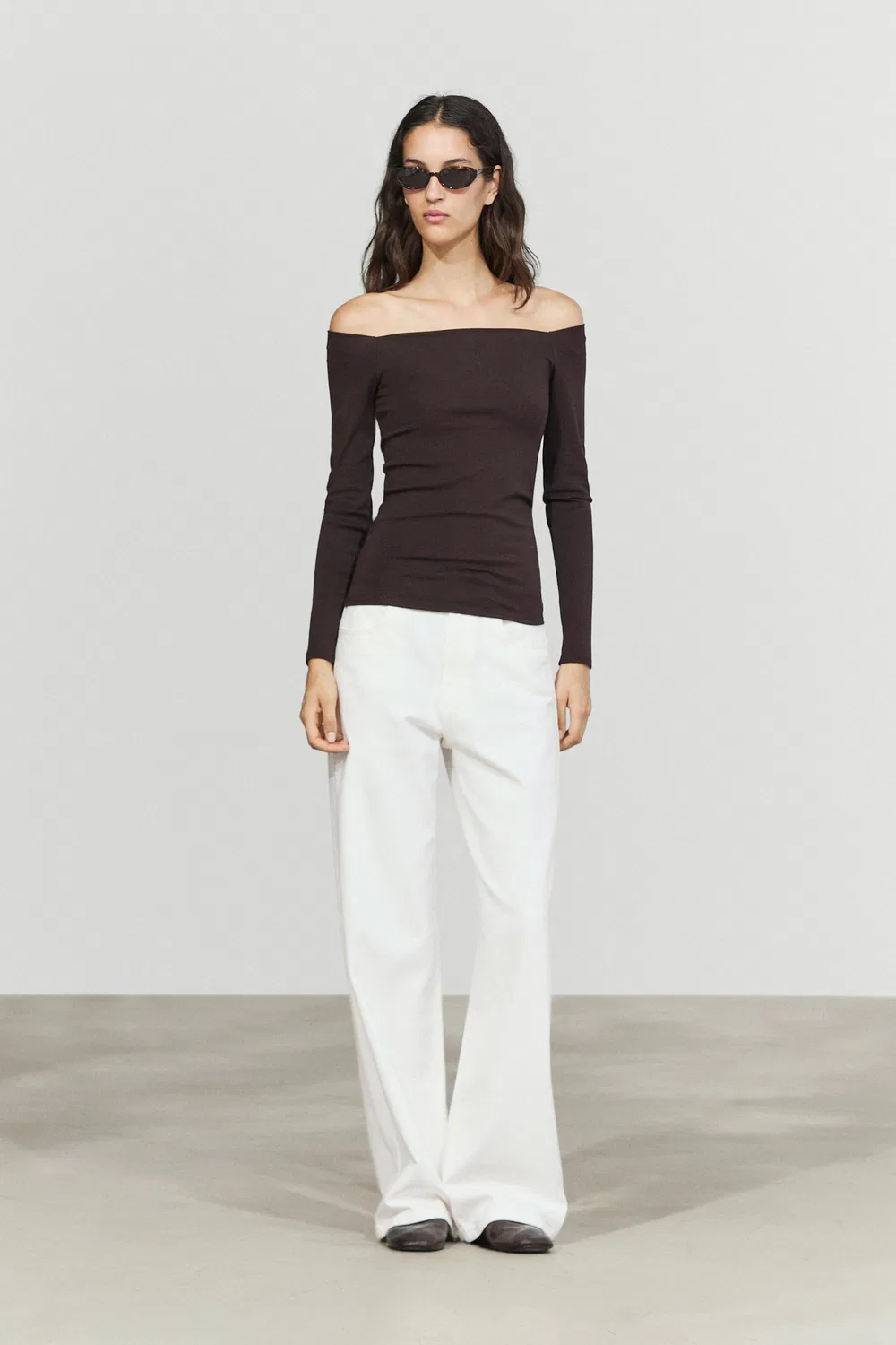 Футболка Massimo Dutti, эластичная, коричневая — фото 4