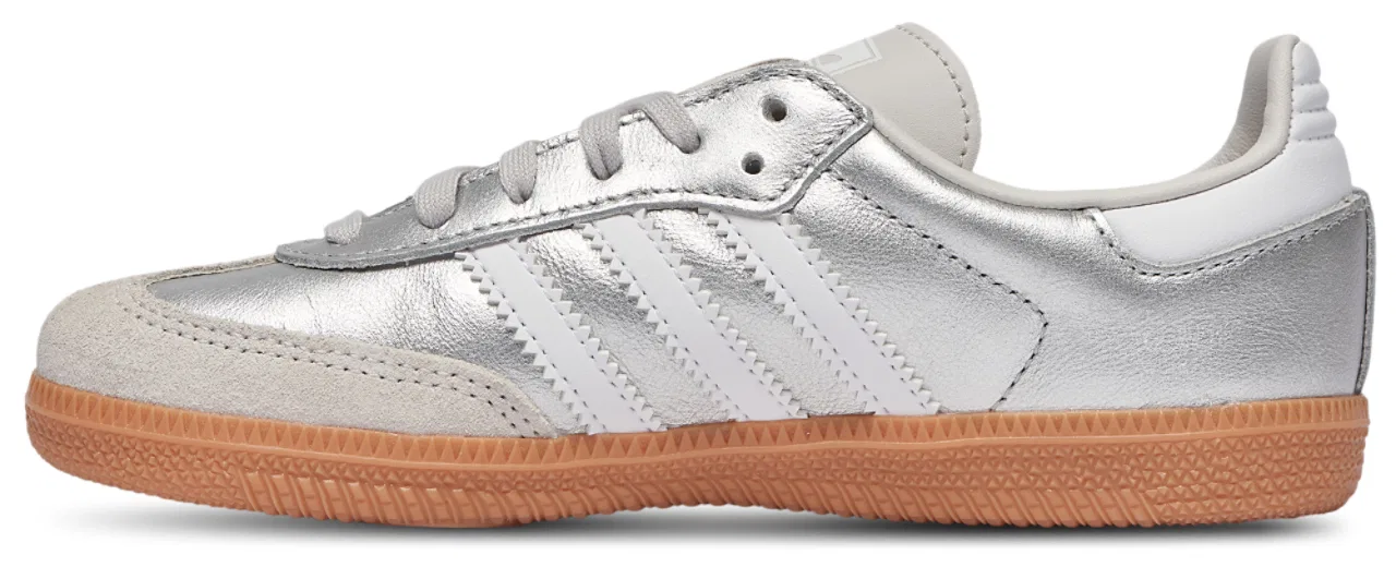 Детские кроссовки для девочек с замшевым верхом Samba adidas, Silver White — фото 2