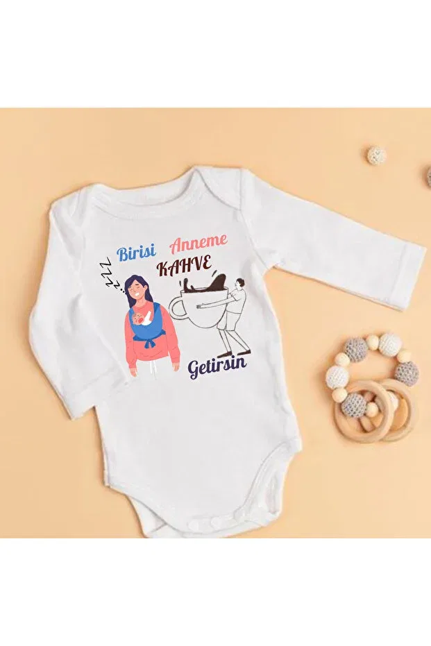 Детское боди-комбинезон с принтом Mother Printed Fun Zibins Lupi, Coffee Long
