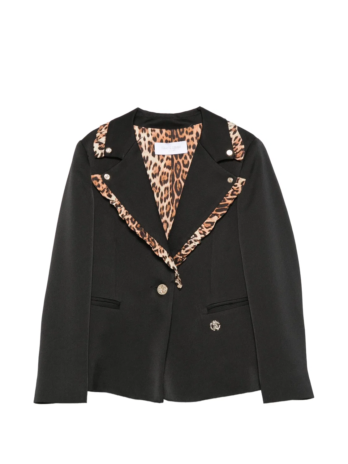 Блейзер с леопардовым принтом Roberto Cavalli Junior, черный