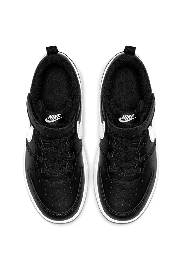 Детские кроссовки для девочек из искусственной кожи Court borough low 2 (psv) kids black running shoes - bq5451-002 Nike, Black — фото 4