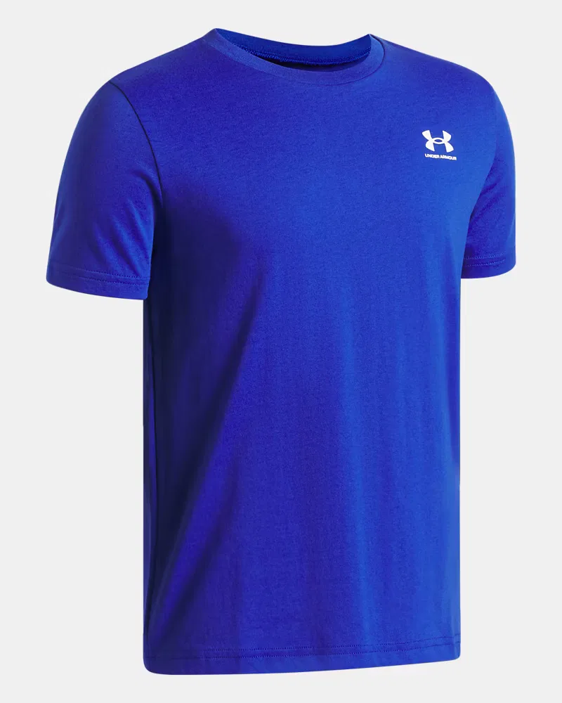 Футболка для мальчиков с коротким рукавом из хлопковой смеси UA Sportstyle UnderArmour, Royal/White — фото 3