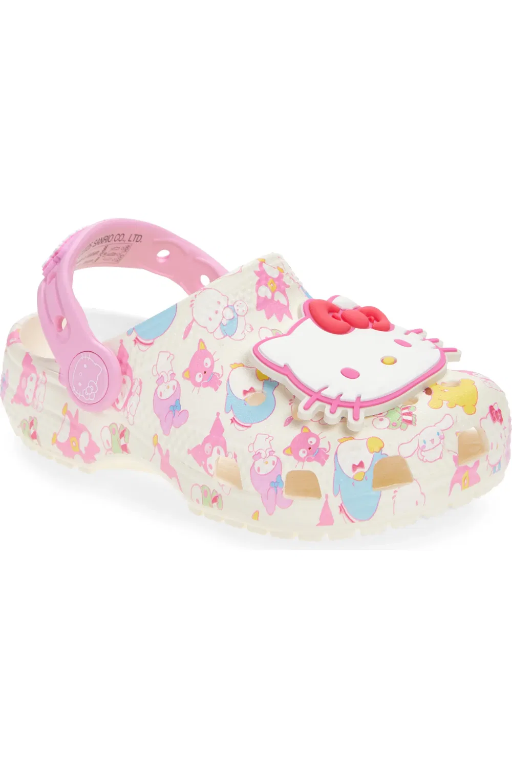Детские клоги водонепроницаемые Classic Clog Crocs x Hello Kitty, Ivory/Pink Multi