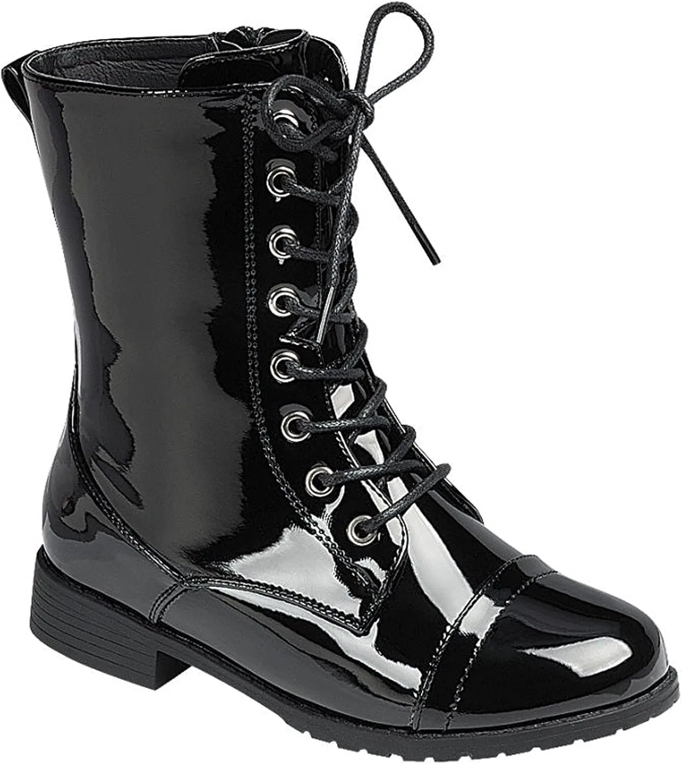 Детские ботинки на шнуровке с молнией Forever Link, Black Patent