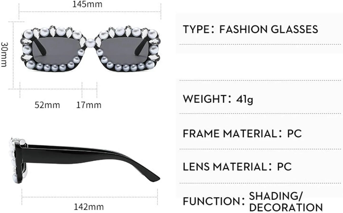 

Солнцезащитные очки Willochra Fashion Pearl для женщин, милые квадратные солнцезащитные очки со стразами, конфетные цвета, праздничные солнцезащитные очки F27, Black