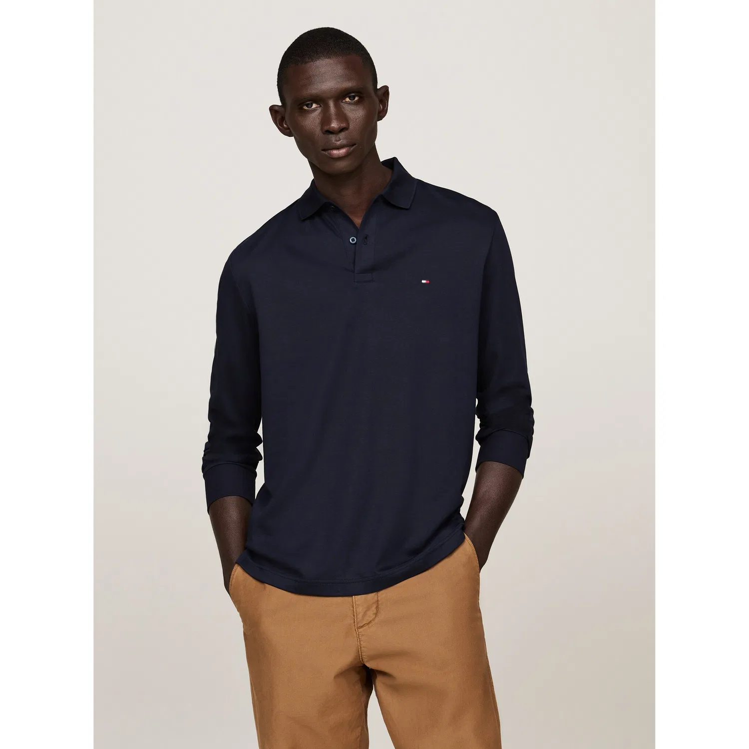 Мужское поло с длинным рукавом Liquid Cotton Reg Tommy Hilfiger, Desert Sky
