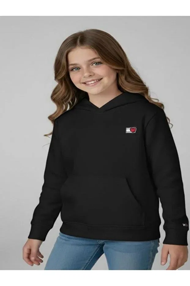 Детское худи для девочек свободного кроя Tommy Hilfiger, Black — фото 2