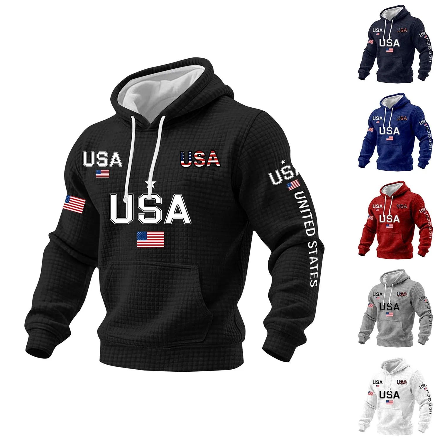 Мужской свитшот с принтом 250th Anniversary USA, American Flag, Z15 Rosso — фото 4