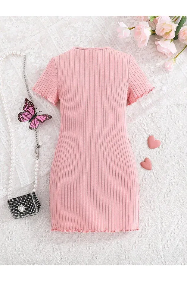 Детское платье для девочек с принтом Butterfly Printed Short Sleeve Keywest, Pink — фото 2