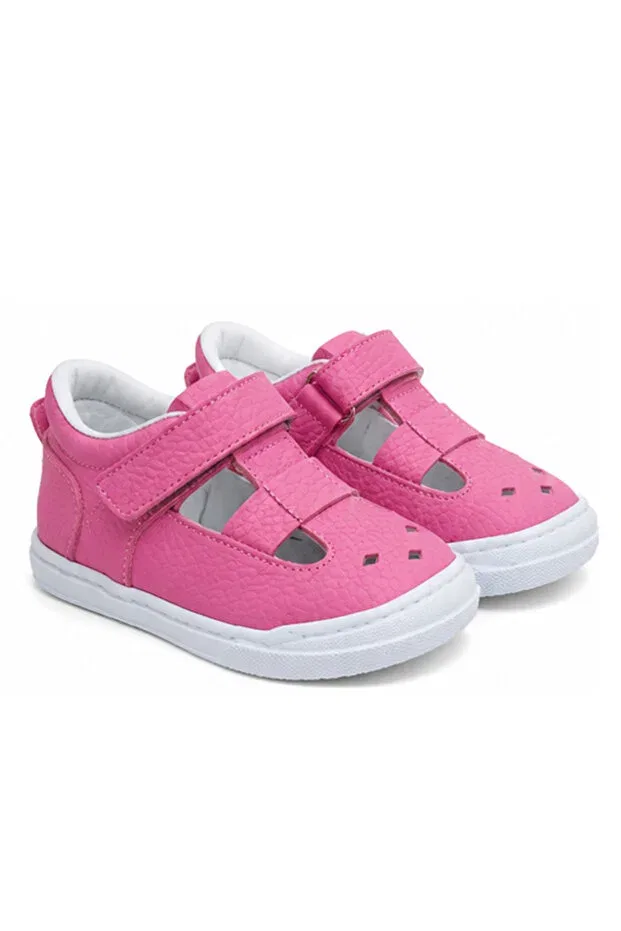 Детские ботинки для новорожденных с липучкой Handmade first step baby shoes Joy Colours, Pink