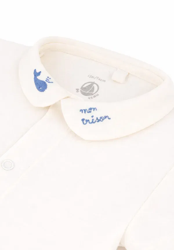 Футболка с вышивкой Body - shirt Petit Bateau, Ivory, слоновая кость — фото 3