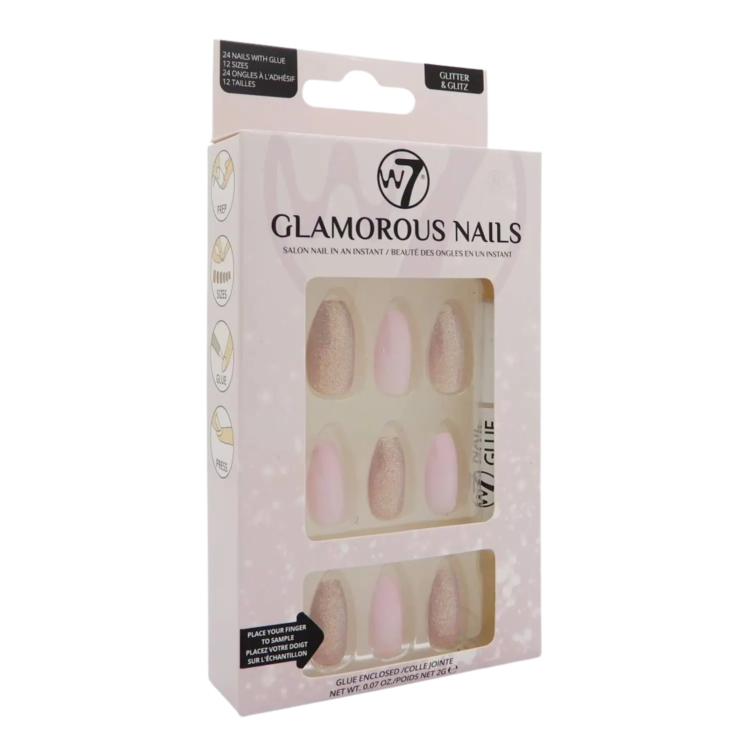 

W7 Glamorous Nails накладные ногти Glitter & Glitz, 24 шт/1 упаковка
