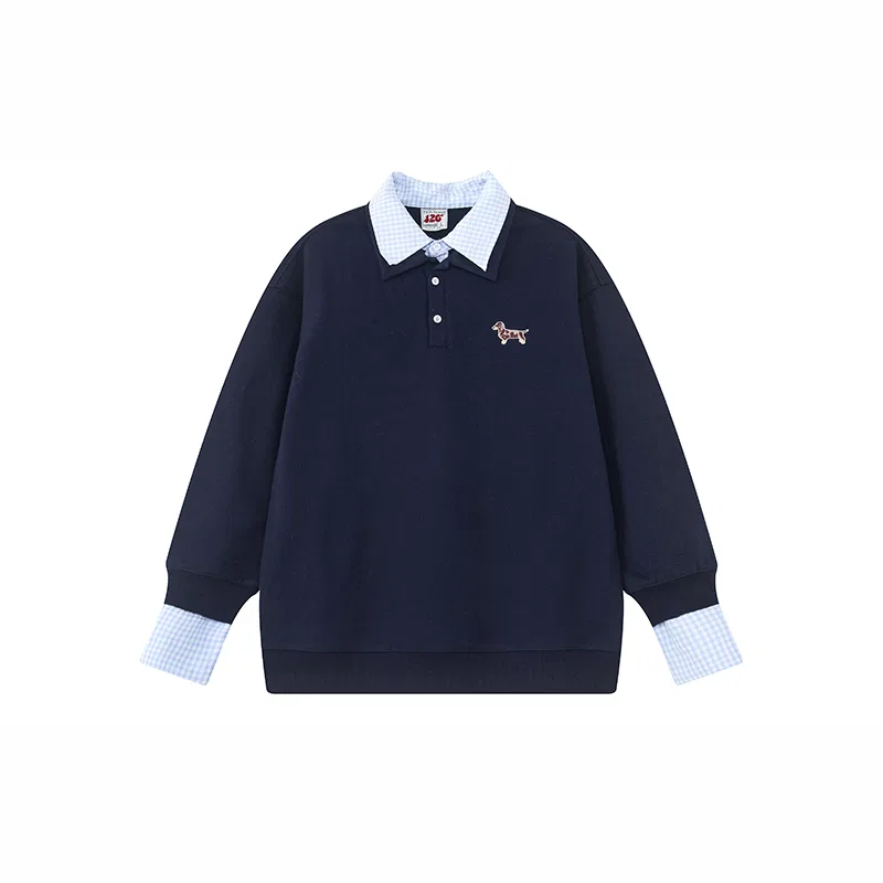 Детская толстовка с отложным воротником из двух предметов F426, Navy Blue